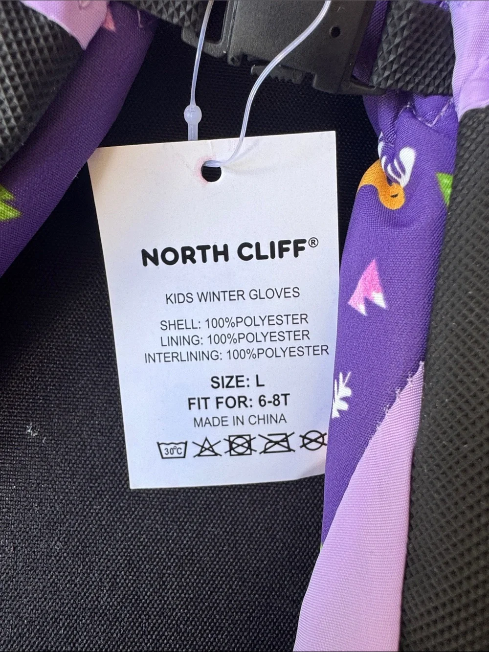 Kids Purple Moose Print Winter Gloves